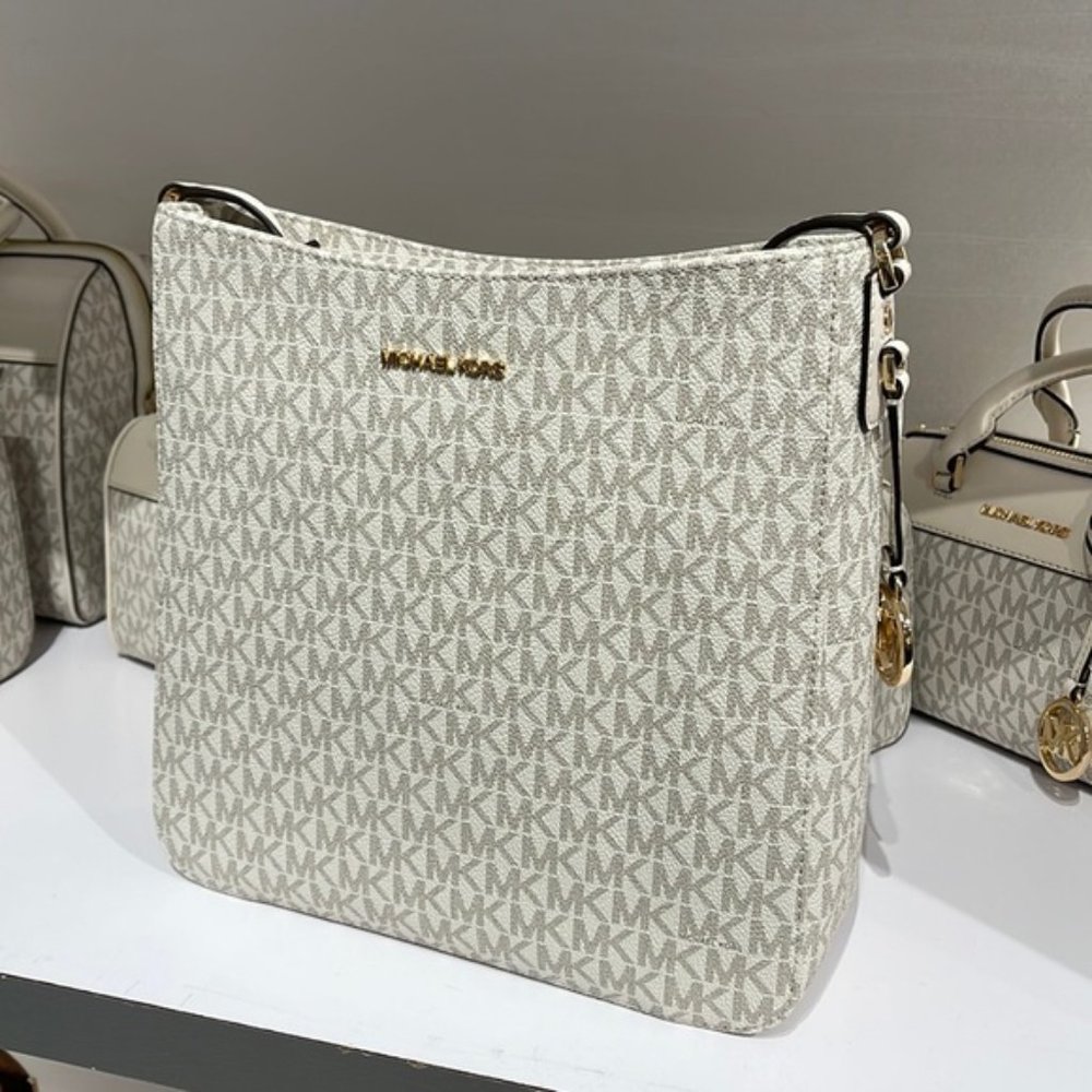 Michael Kors Jet Set Travel Large Messenger Crossbody Bag Light Cream Mu… - Picture 6 of 16